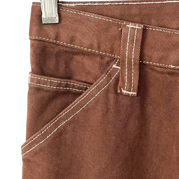 J. Galt Brandy Melville Jeans S High Rise Wide Leg Carpenter Pants Utility Brown - Picture 5 of 9